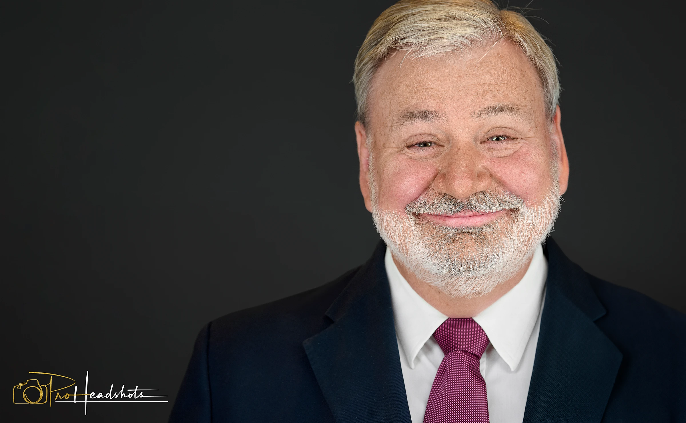 Corporate headshots for companies, older bearded executive wearing suit and tie