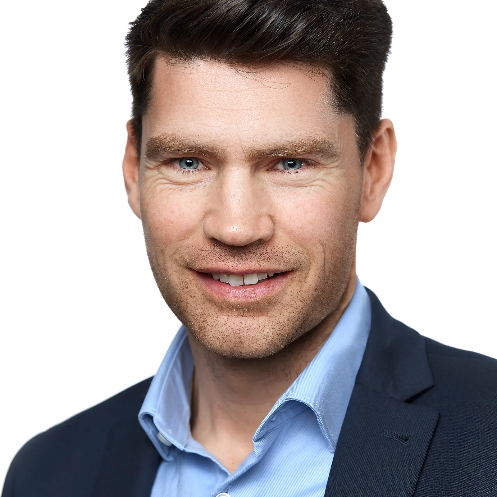 Professional business headshot of a man captured at his office