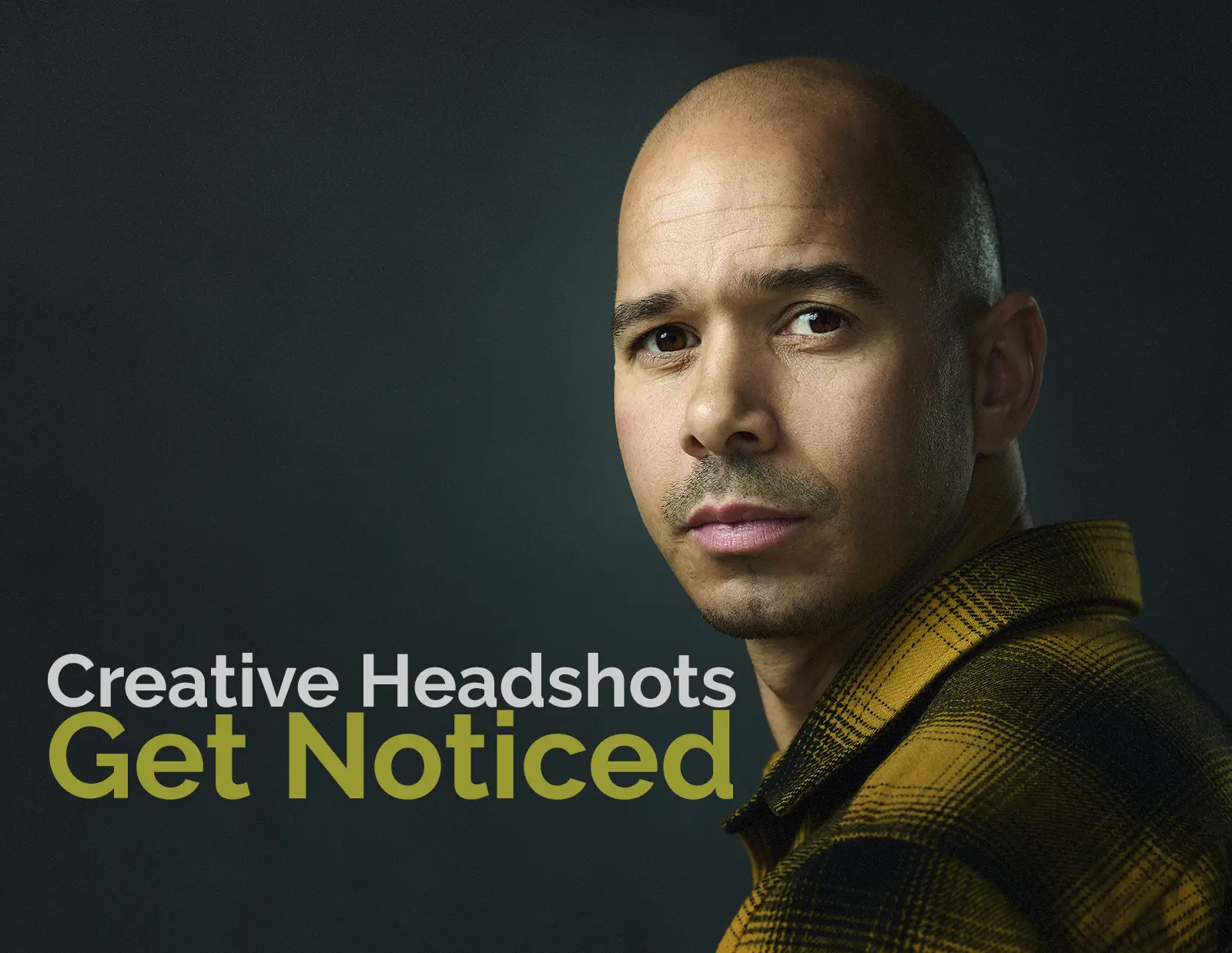 Unique twist on traditional headshot - a dramatically lit headshot photograph of a young man with a painterly look