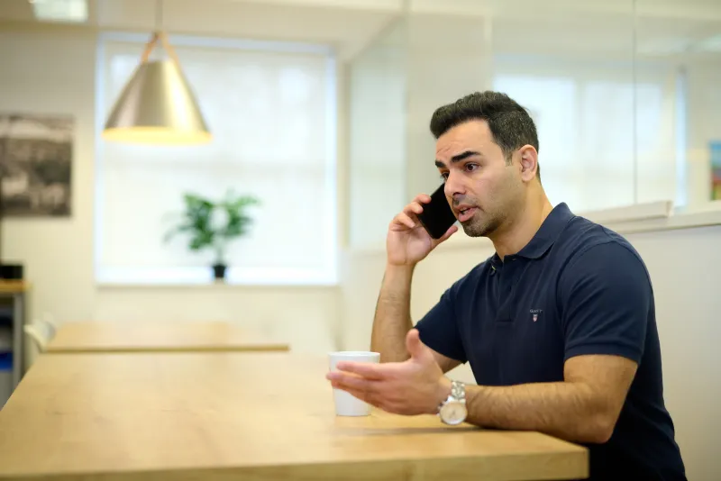Personal branding portrait — MedTech consultant in co-working space