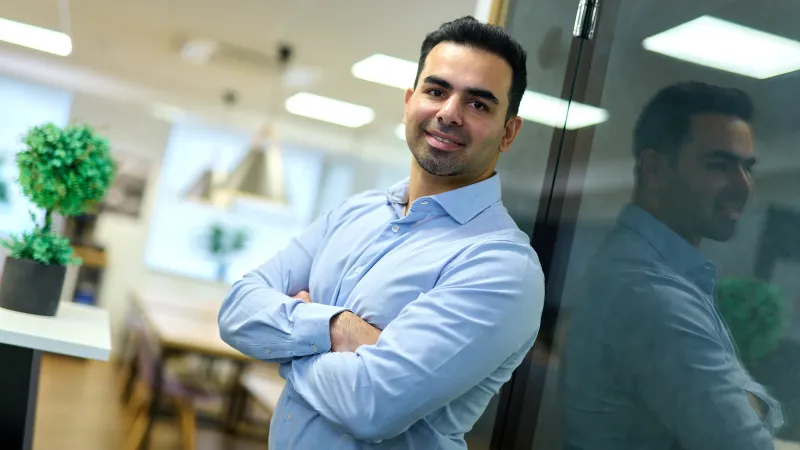 Ben Rahmani personal branding portrait, relaxed and open body language, YourSpace Bournemouth