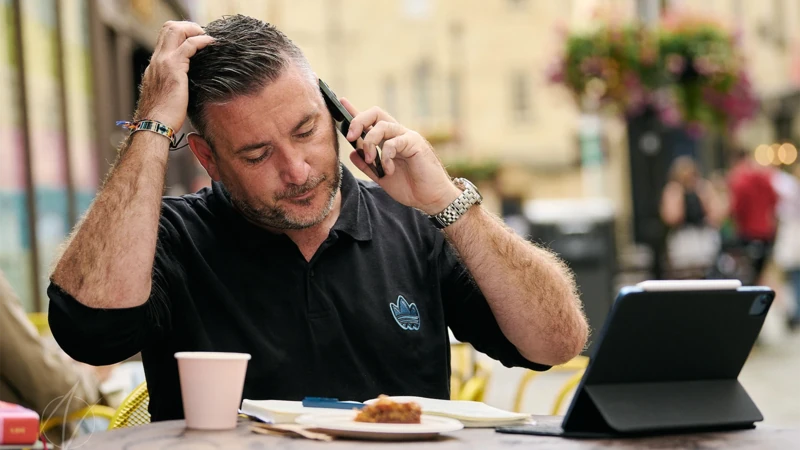 Benjamin White working from his Somerset base, building global digital networks from outside London